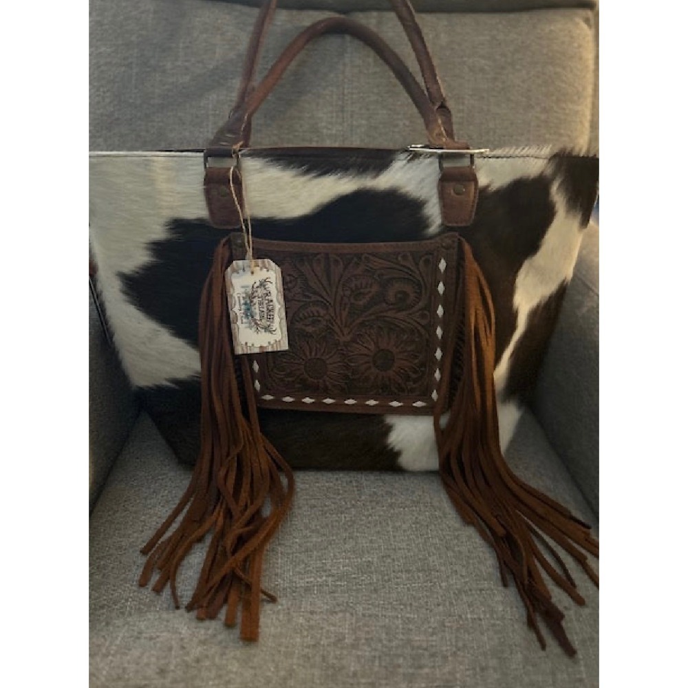 American Darling Tote New Rodeo Cowhide Bag Fringe Tooled Leather Conceal Carry - Picture 3 of 16